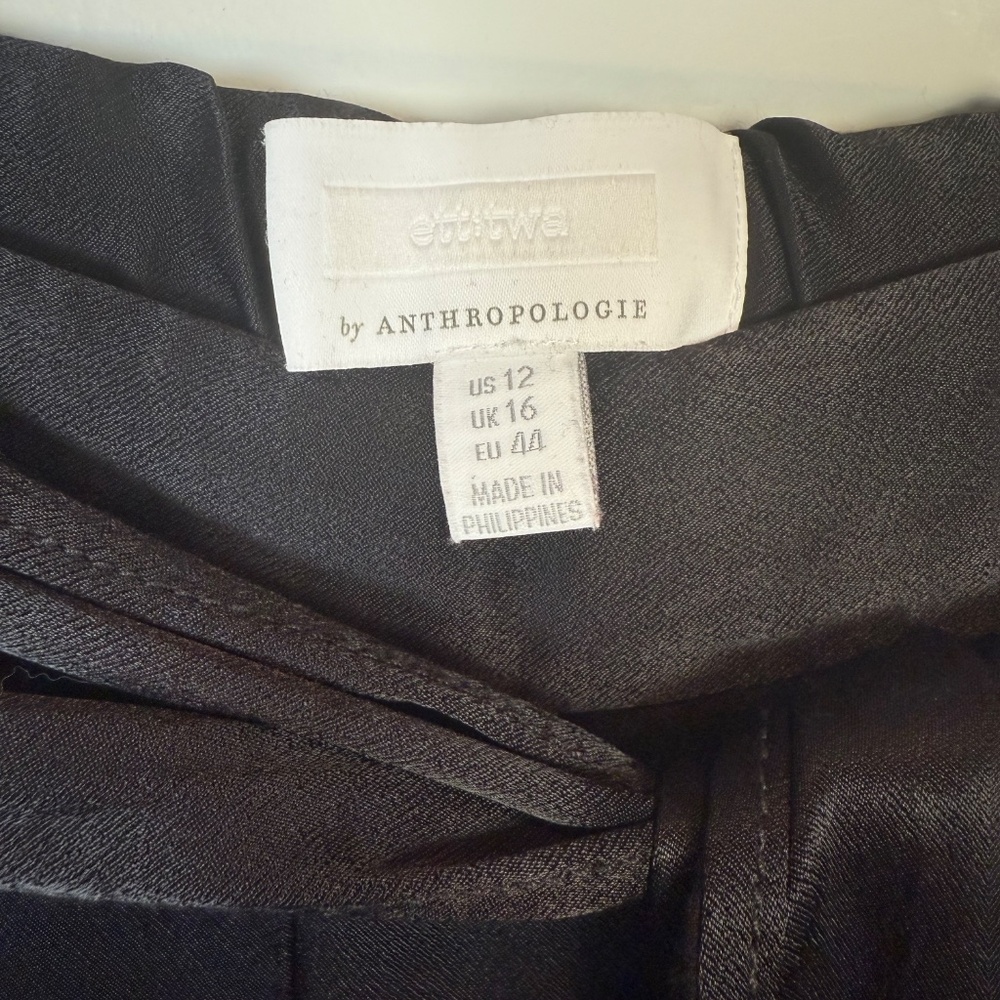 ett:twa by Anthropologie Black Satin Tie High Waist Pants Size 12 - Picture 4 of 7